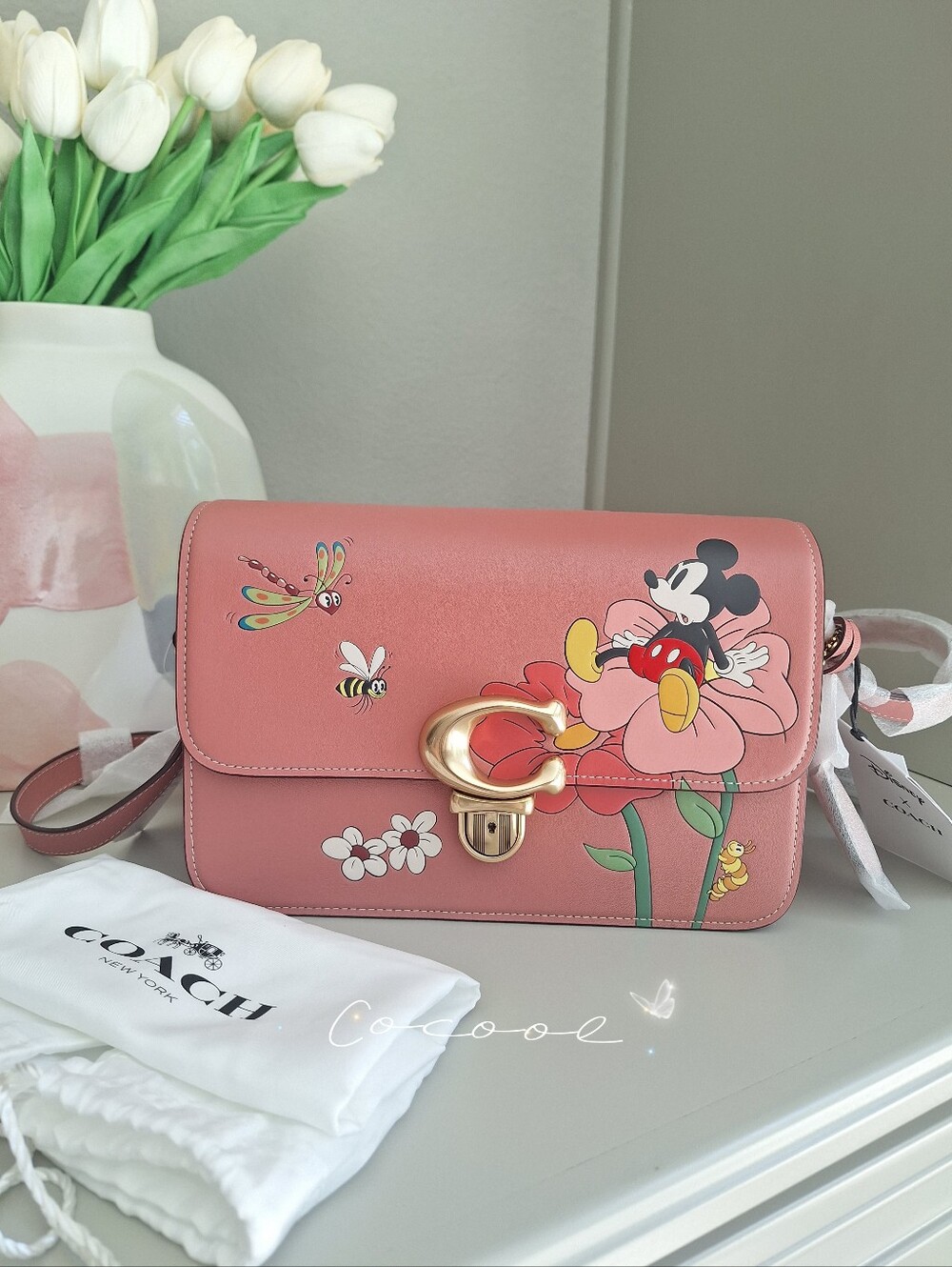 NWT Rare Authentic Disney x Coach Studio Shoulder Bag Mickey Mouse Flowers CH413 - Picture 2 of 12